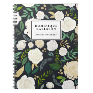 Carnet Aquarelle Fleurs Motif à Faux Chalkboard Gold