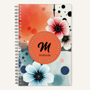 Carnet Aquarelle Fleurs Rose Bleu Distressed Art Fille