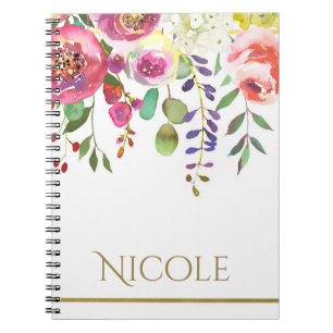 Carnet Aquarelle Floral Fleurs Moderne Coloré Audacieux