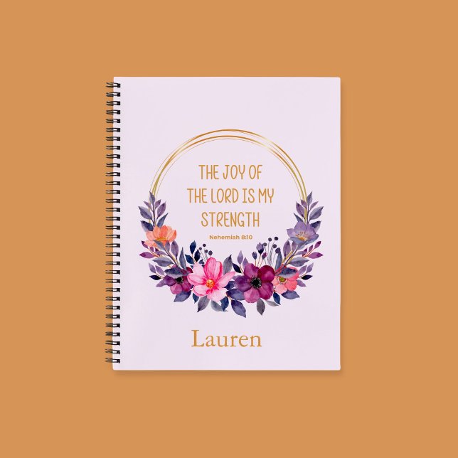 Carnet Aquarelle Floral Neh. 8:10 La Joie du Seigneur (Créateur téléchargé)