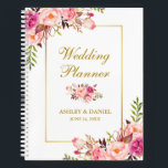 Carnet Aquarelle Floral or rose Wedding planner<br><div class="desc">Aquarelle Floral Rose Blush Carnet Wedding planner or</div>