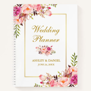 Carnet Aquarelle Floral or rose Wedding planner