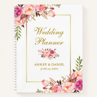 Carnet Aquarelle Floral or rose Wedding planner