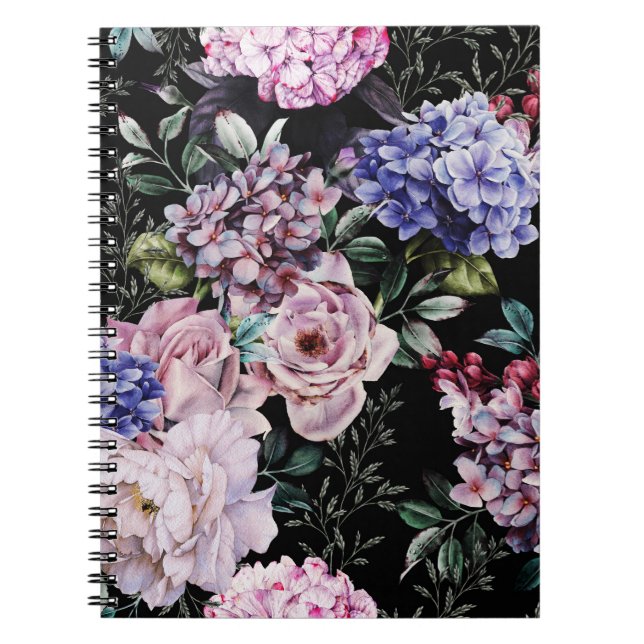 Carnet Aquarelle florale foncée Design sans joint (Devant)