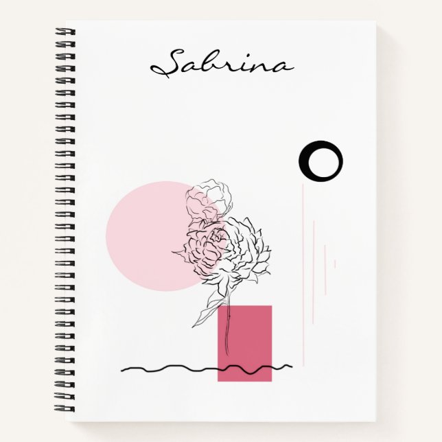 Carnet Aquarelle Florale moderne Abstraite rose (Devant)