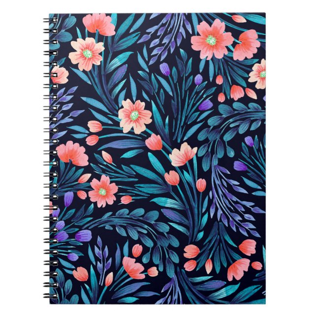 Carnet Aquarelle florale motif transparent. (Devant)