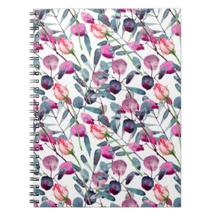 Carnet Aquarelle florale motif transparent. Herbes de cha