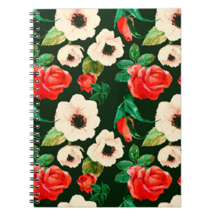 Carnet Aquarelle florale motif transparent. Pavot blanc