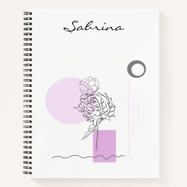 Carnet Aquarelle Florale rose moderne Fleur Abstraite (Devant)