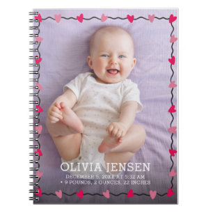 Carnet Aquarelle florale rose pourpre Chiffres de naissan