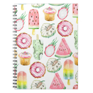 Carnet Aquarelle fruits tropicaux, glace motif.
