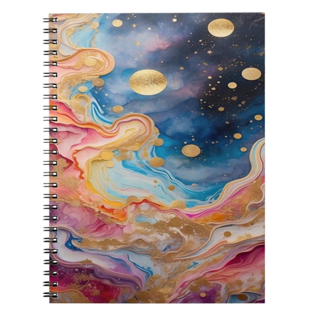 Carnet Aquarelle Galaxie et planètes (Devant)