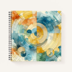 Carnet Aquarelle géométrique bleu et jaune Abstrait