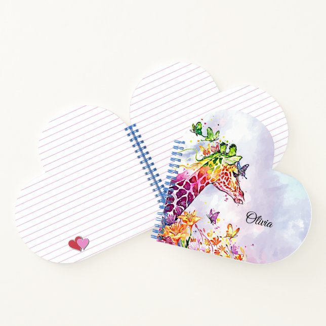 Carnet Aquarelle Giraffe et papillons (Intérieur)