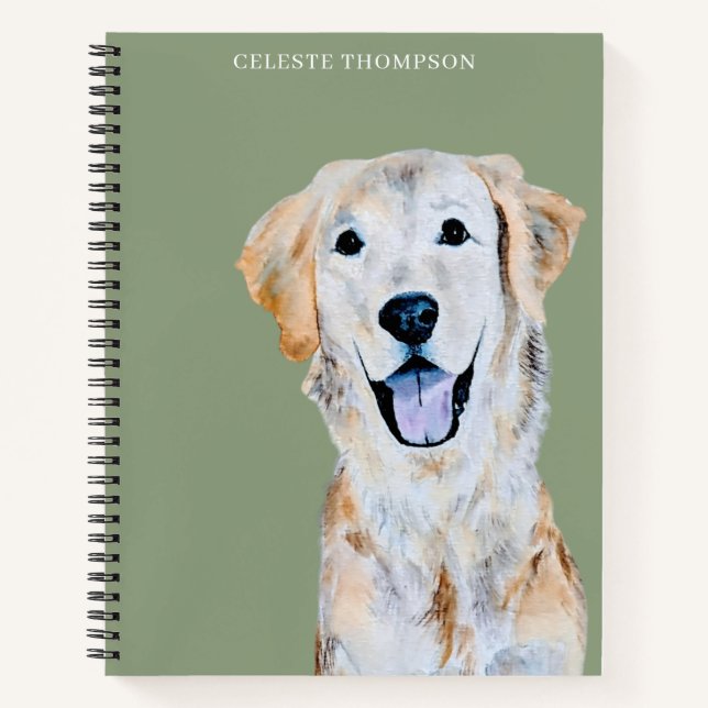 Carnet Aquarelle Golden Retriever Chien Personnaliser (Devant)