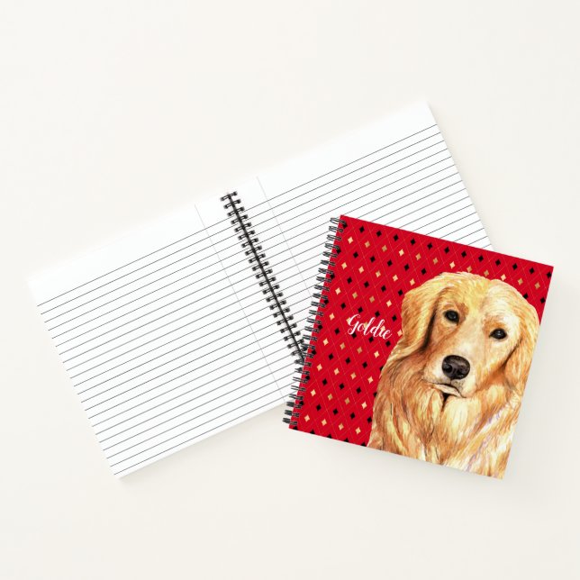 Carnet Aquarelle Golden Retriever personnalisée (Intérieur)