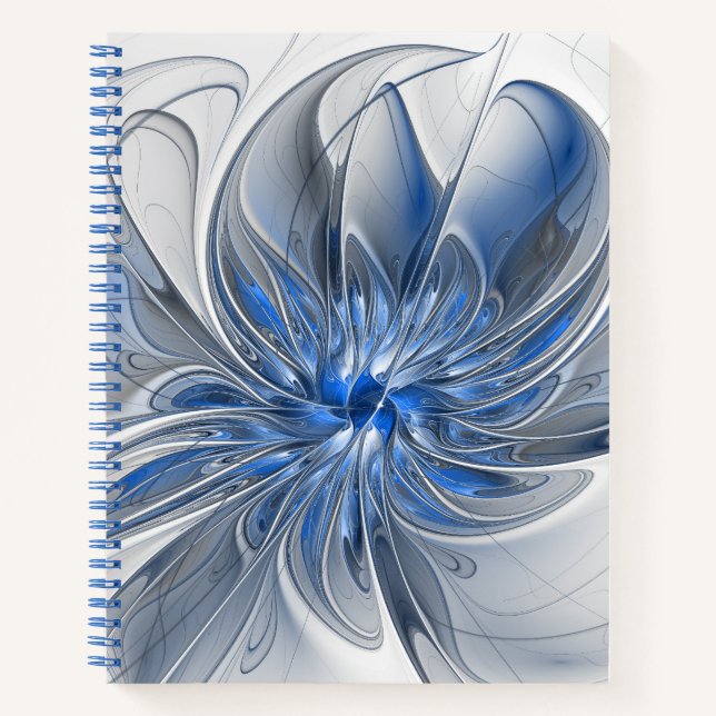 Carnet Aquarelle gris bleu Abstrait Fractal Art Flower (Devant)