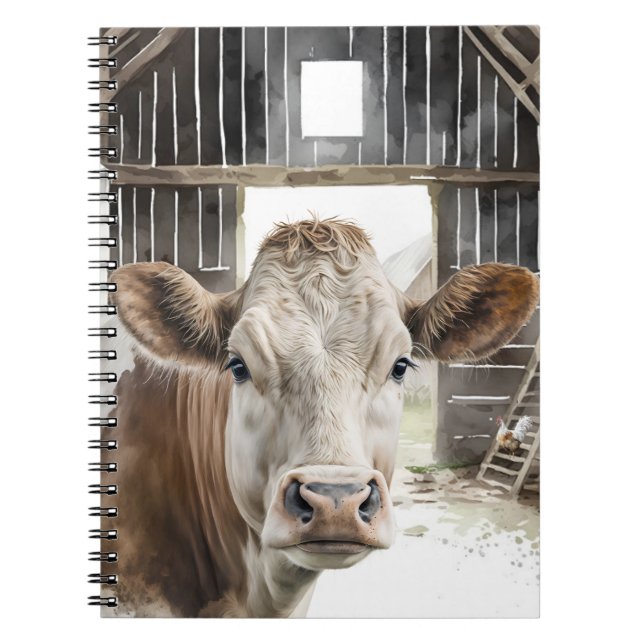 Carnet Aquarelle Hereford Vache dans la grange (Devant)