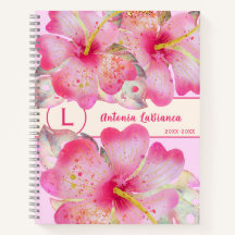 Aquarelle Hibiscus Fleur Monogramme