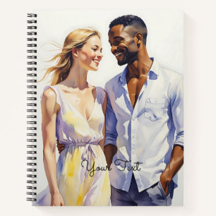 Carnet Aquarelle Interracial Couple Art Summer Portrait