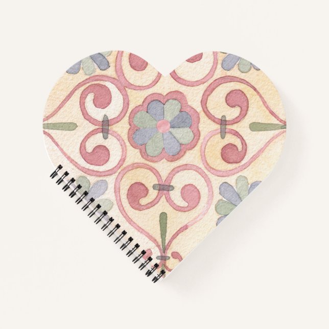 Carnet Aquarelle italienne espagnole Majolica rose (Devant)