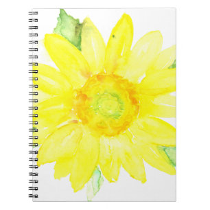 Carnet Aquarelle jaune lumineuse de tournesol d'été