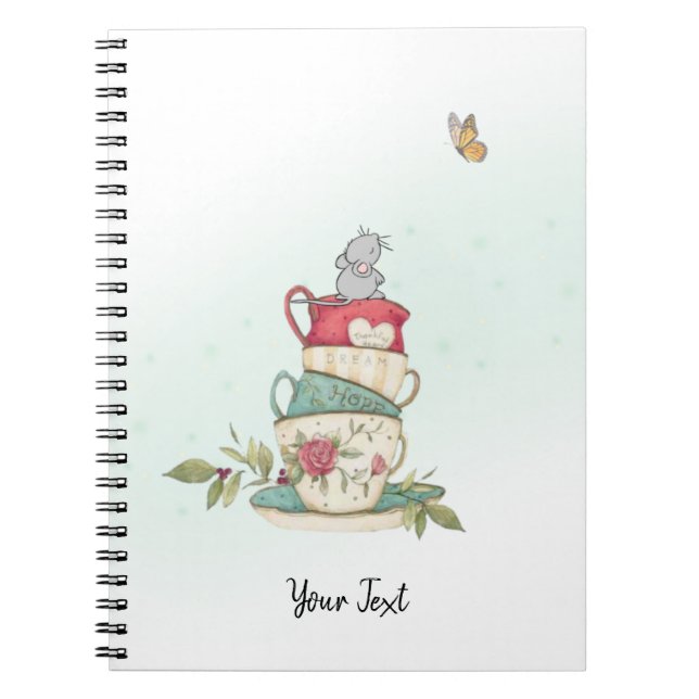 Carnet Aquarelle jolie souris personnalisée Vert (Devant)
