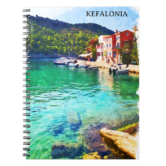 Carnet Aquarelle Kefalonia Grèce Vue côtière (Devant)