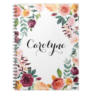 Carnet Aquarelle L'automne fleurit Cadre Floral