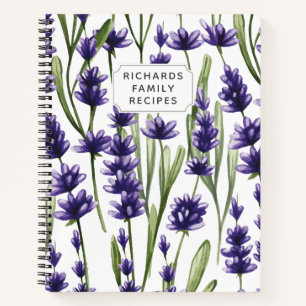 Carnet Aquarelle Lavender Floral Cookbook Family Recette