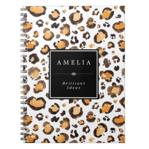 Carnet Aquarelle Leopard Spots   Nom personnalisé
