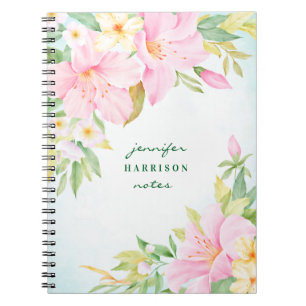 Carnet Aquarelle Lily Bouquet rose Turquoise Floral