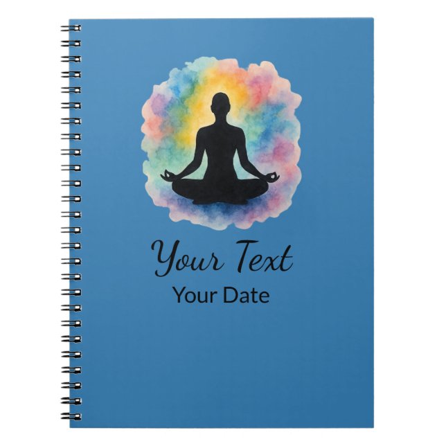 Carnet Aquarelle Lotus Pose Aura Yoga Custom (Devant)