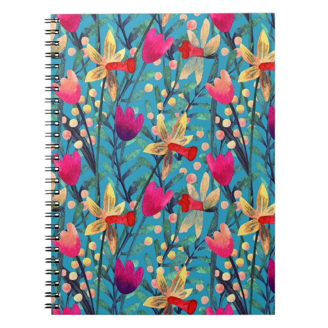 Carnet Aquarelle Lumineuse : Design Floral Sans Maille. (Devant)