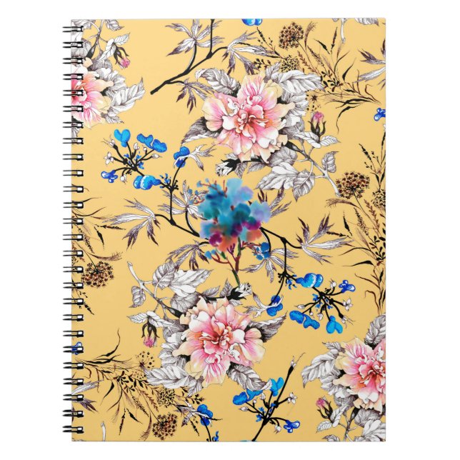 Carnet Aquarelle main dessinée sans couture motif avec be (Devant)