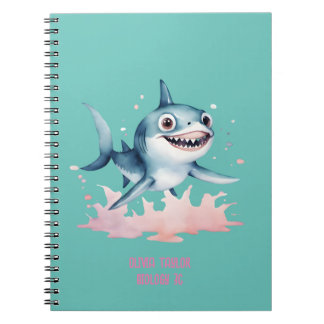Carnet Aquarelle main tiré mignon jouant bébé requin