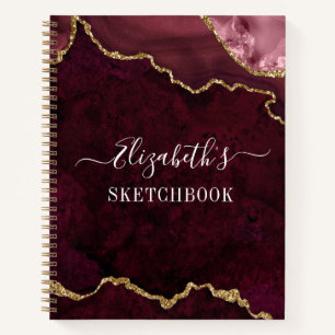Carnet Aquarelle Marbre Geode Rose Gold Sketbook