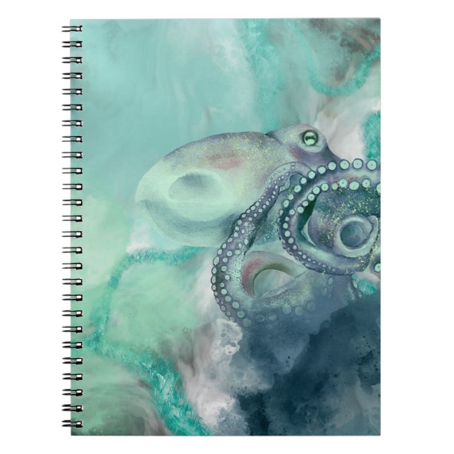 Carnet Aquarelle marine Aqua Ocean Octopus (Devant)