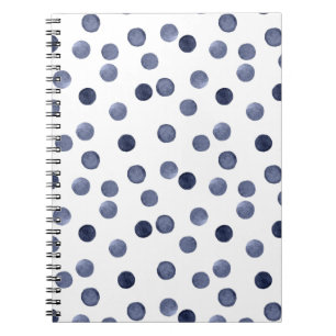 Carnet Aquarelle marine cercles pois main pointé sur la