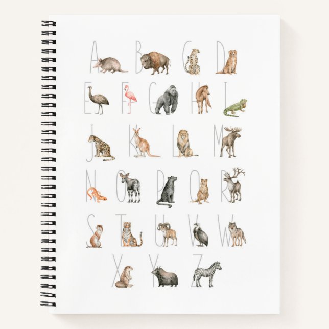 Carnet Aquarelle mignonne Alphabet animal (Devant)