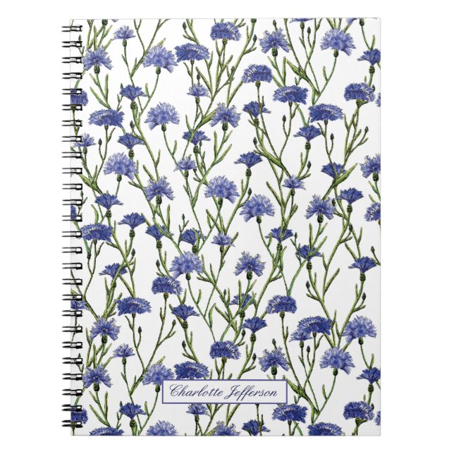 Carnet Aquarelle mignonne Fleurs de Cornflowers Monogramm (Devant)