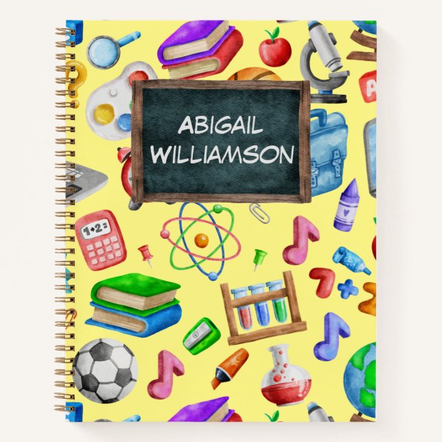 Carnet Aquarelle mignonne Retour à l'école Fournitures co (Devant)