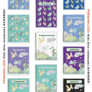 Carnet Aquarelle mignonne sur Motif Dinosaure Turquoise c