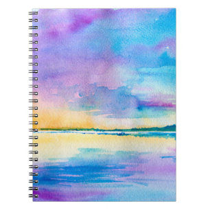 Carnet Aquarelle minimaliste paysage abstrait : mer, ciel