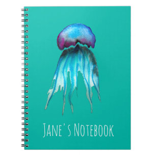 Carnet Aquarelle moderne colorée de méduses aquatiques