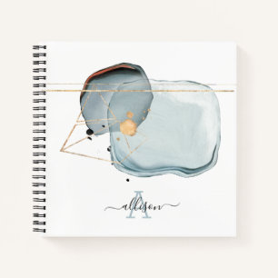 Carnet Aquarelle Moderne Monogramme Spirale Notebook