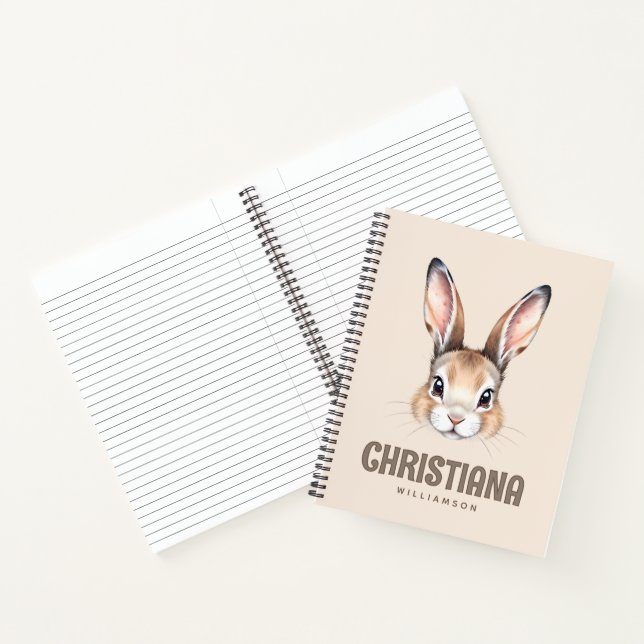Carnet Aquarelle moderne personnalisée Mignonne Lapin de  (Intérieur)