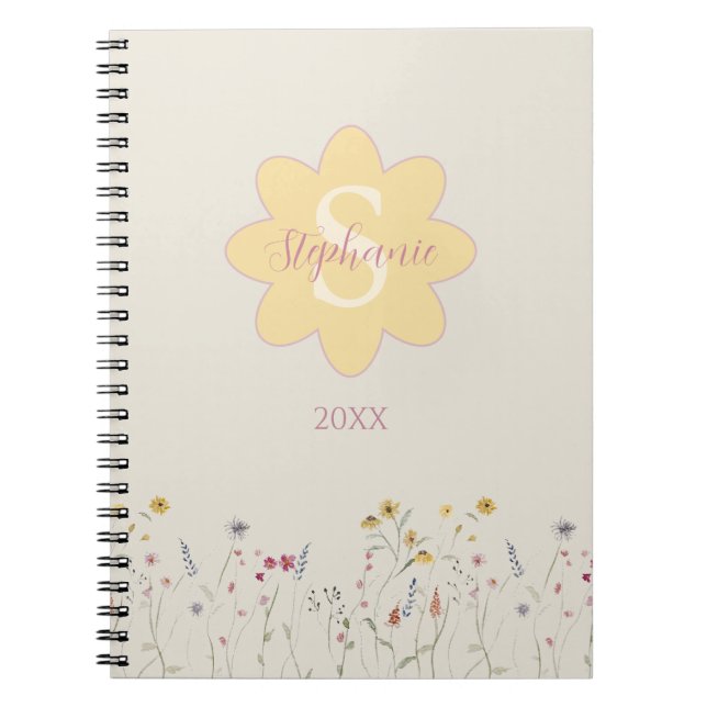 Carnet Aquarelle monogramme Floral (Devant)