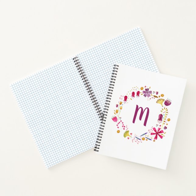 Carnet Aquarelle Monogramme floral (Intérieur)