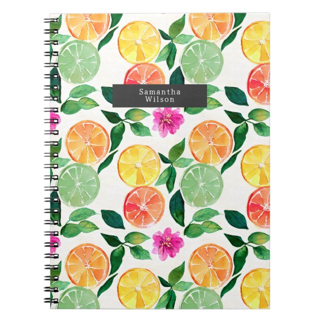 Carnet Aquarelle Motif de fruits d'agrumes (Devant)